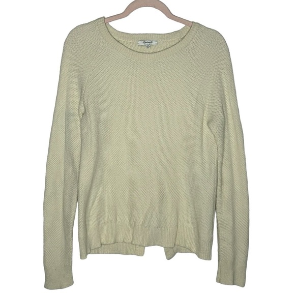 Madewell Sweaters - Madewell Cream Knit Split Back Crewneck Sweater